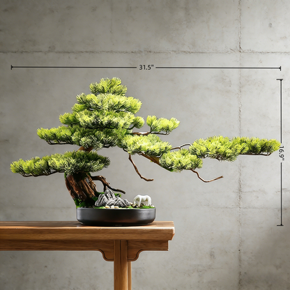 Handmade Bonsai Tree Art With Natural Wood And Stone, Zen Style Home And Office Decor