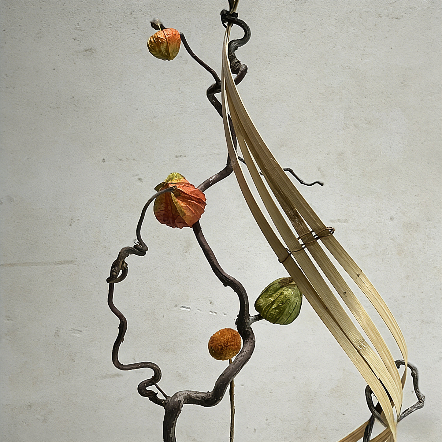 Handmade Preserved Moss With Artificial Floral, Natural Wood Arrangement In Ceramic Vase, Zen Decor for Home & Office. Indoor Plant Gift