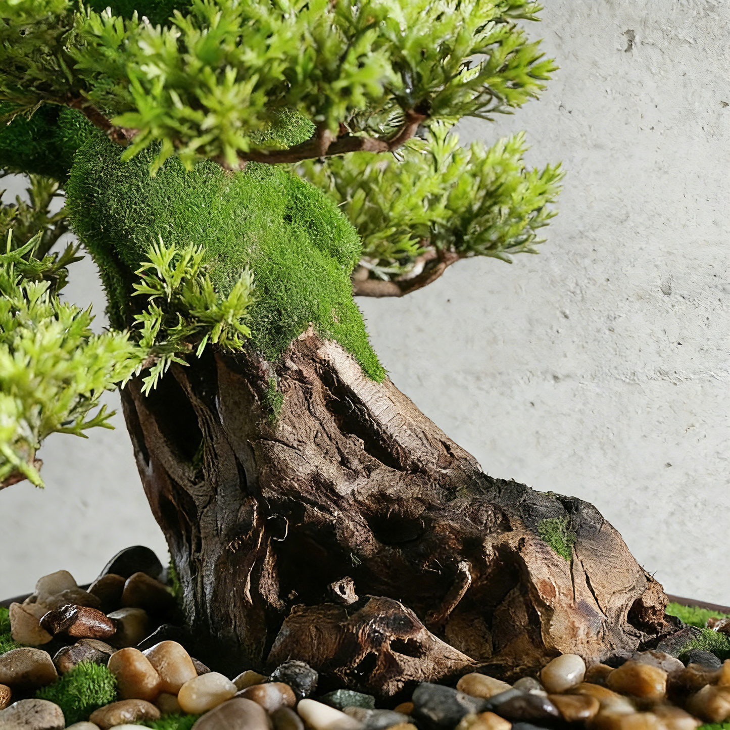 Handmade Bonsai Tree Art With Natural Wood And Stone, Zen Style Home And Office Decor