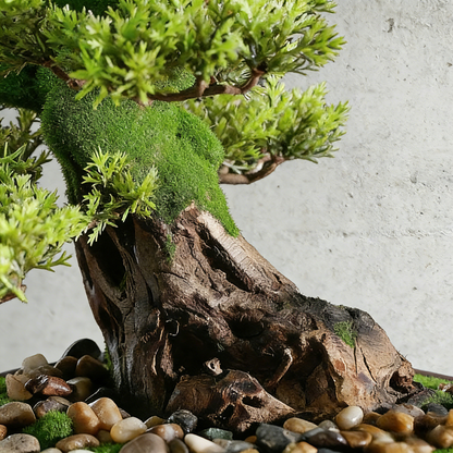 Handmade Bonsai Tree Art With Natural Wood And Stone, Zen Style Home And Office Decor