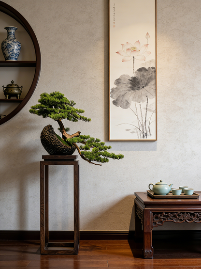 Exclusive Handmade Bonsai Tree Art With Natural Wood, Zen-Style Home Decoration