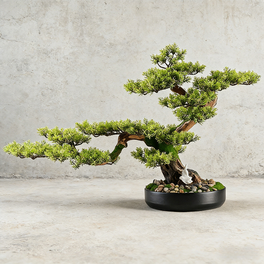 Handmade Bonsai Tree Art With Natural Wood And Stone, Zen Style Home And Office Decor